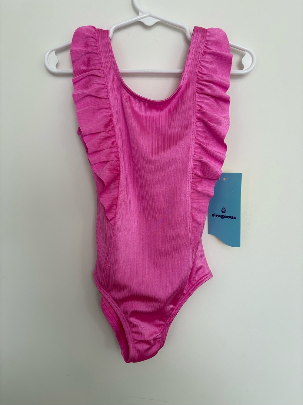 Girls' Bright Pink Ruffle One-Piece Bodysuit